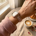 Correa Apple Watch para mujer, acero inoxidable, strass brillantes, funda protectora integrada, eslabones ajustables, modelo Stracha