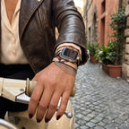 Correa Apple Watch para mujer, serraje con motivo de serpiente, cadenas de acero inoxidable, eslabones ajustables, correa de triple vuelta, modelo Philyra
