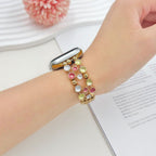 Correa Apple Watch de eslabones dorados y cabuchones esmaltados multicolor, para mujer, modelo Bestine