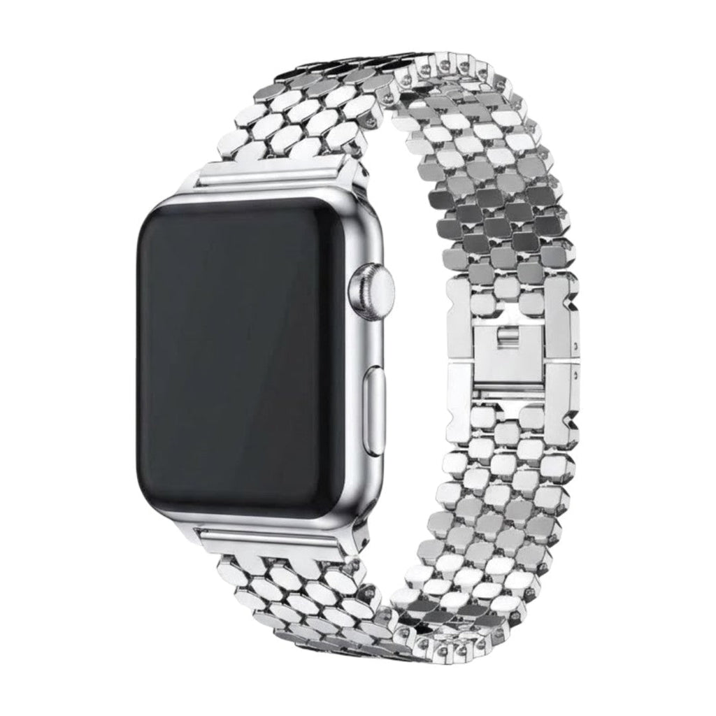 Correa Apple Watch de malla de escamas hexagonales, cierre desplegable, modelo Zeldia