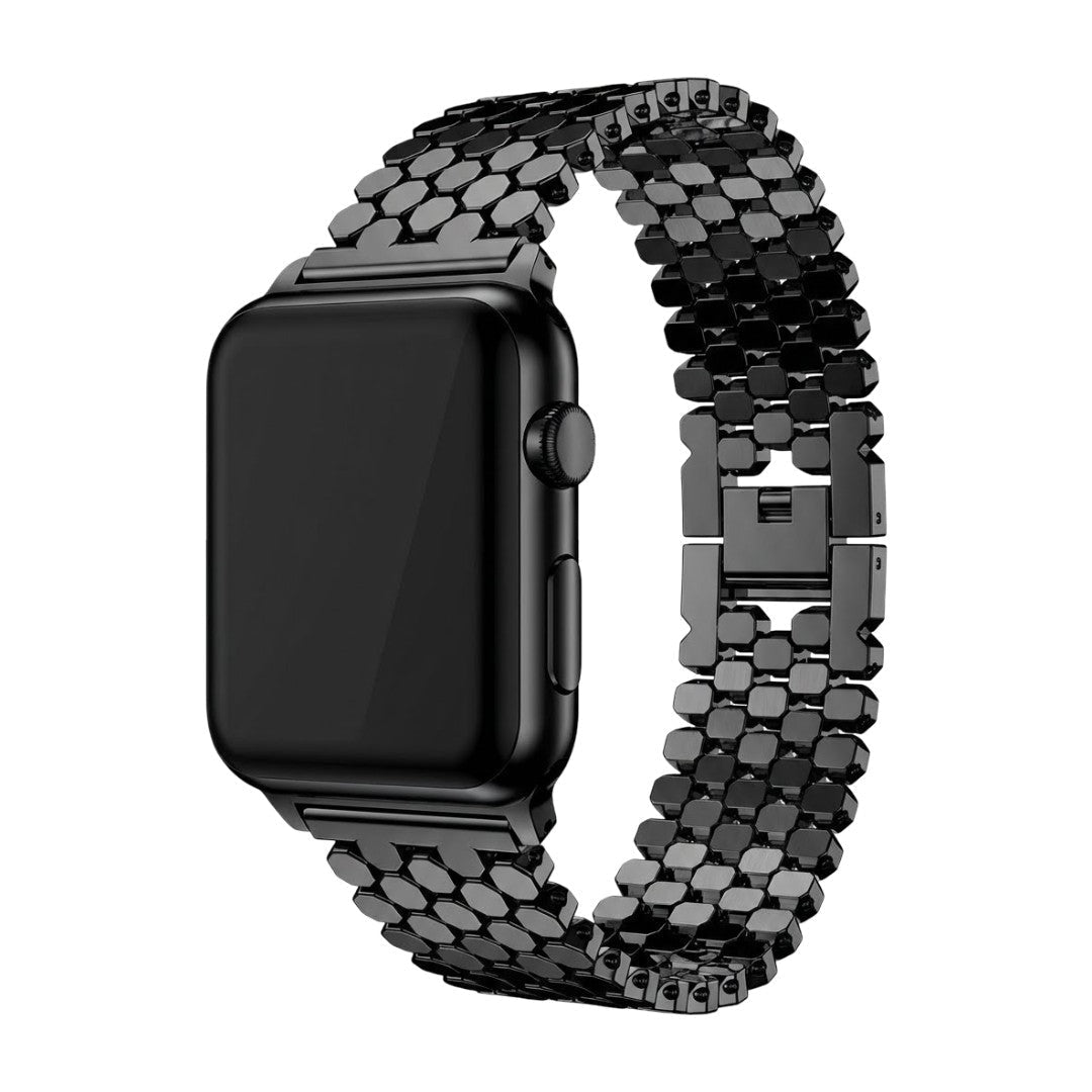 Correa Apple Watch de malla de escamas hexagonales, cierre desplegable, modelo Zeldia