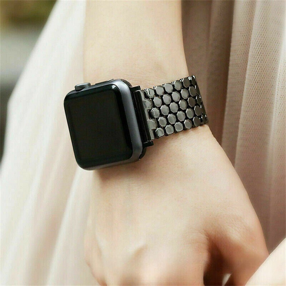 Correa Apple Watch de malla de escamas hexagonales, cierre desplegable, modelo Zeldia