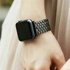 Correa Apple Watch de malla de escamas hexagonales, cierre desplegable, modelo Zeldia