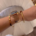 Correa Apple Watch de malla de escamas hexagonales, cierre desplegable, modelo Zeldia