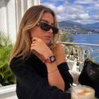 Pulsera de mujer para Apple Watch en nailón trenzado transpirable, hebilla de espiga de acero inoxidable, compatible con todas las series, colores rojo vivo, azul marino, beige y gris pizarra, modelo Urtia