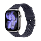 Pulsera de mujer para Apple Watch en nailón trenzado transpirable, hebilla de espiga de acero inoxidable, compatible con todas las series, colores rojo vivo, azul marino, beige y gris pizarra, modelo Urtia