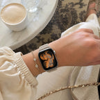 Pulsera de mujer para Apple Watch en nailón trenzado transpirable, hebilla de espiga de acero inoxidable, compatible con todas las series, colores rojo vivo, azul marino, beige y gris pizarra, modelo Urtia