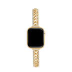 Correa Apple Watch de doble malla cubana y pedrería, eslabones ajustables, para mujer, modelo Kania