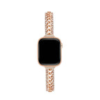 Correa Apple Watch de doble malla cubana y pedrería, eslabones ajustables, para mujer, modelo Kania