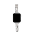 Correa Apple Watch de doble malla cubana y pedrería, eslabones ajustables, para mujer, modelo Kania