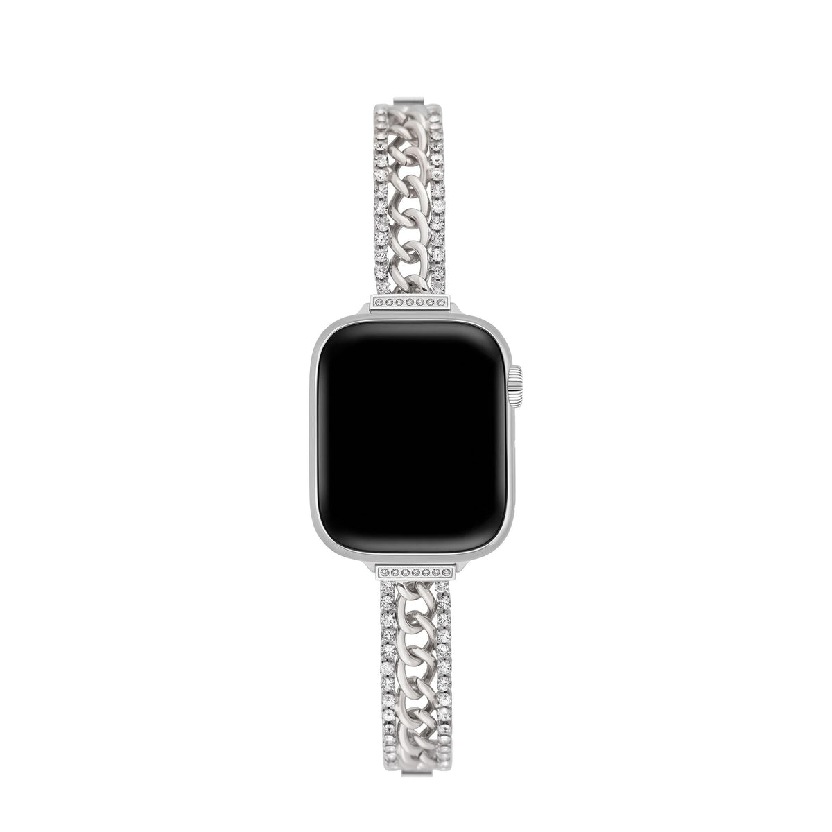 Correa Apple Watch de doble malla cubana y pedrería, eslabones ajustables, para mujer, modelo Kania