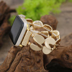 Correa Apple Watch, eslabones en S pulidos, elástica, acabado dorado o plateado, modelo Souria
