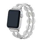 Correa Apple Watch, eslabones en S pulidos, elástica, acabado dorado o plateado, modelo Souria