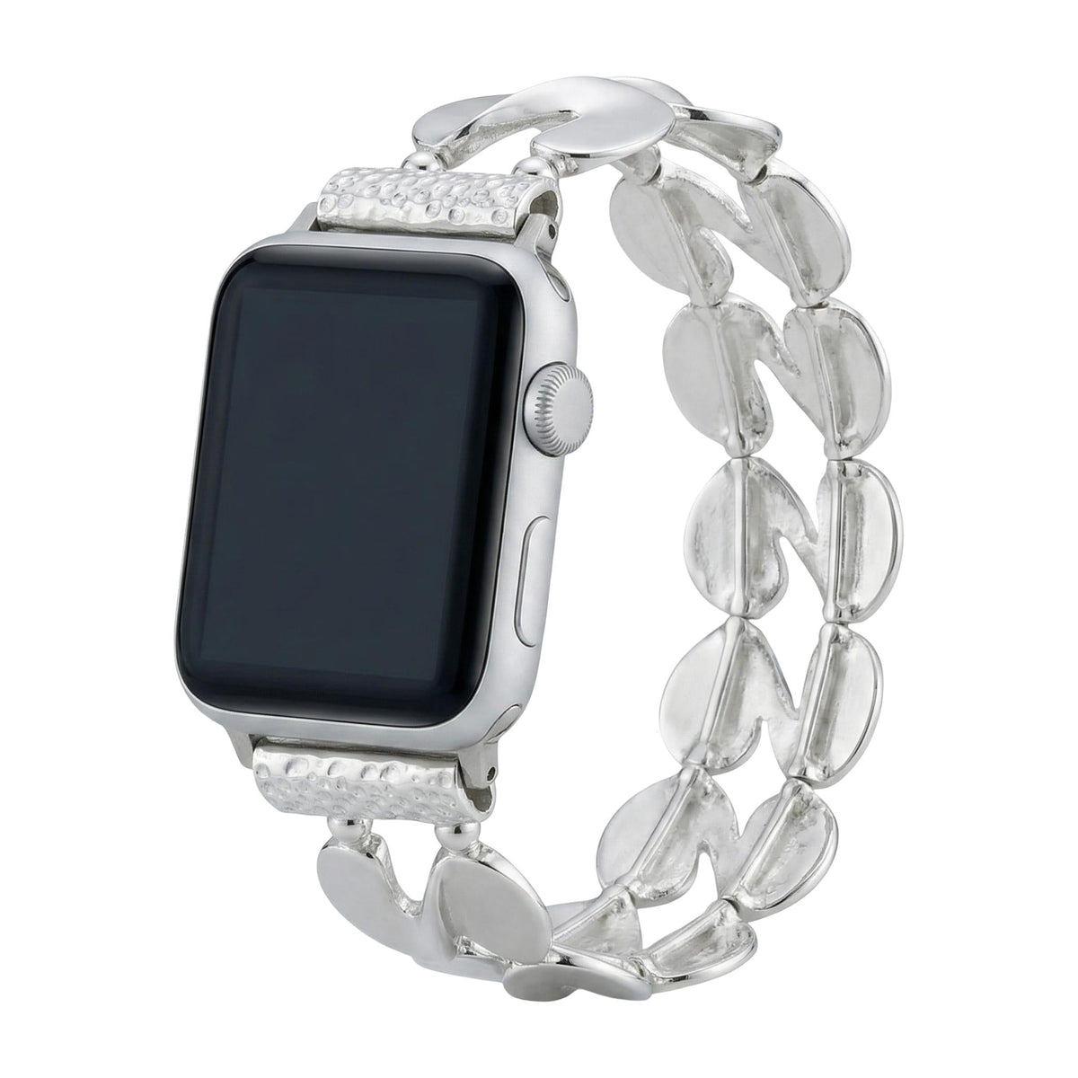 Correa Apple Watch, eslabones en S pulidos, elástica, acabado dorado o plateado, modelo Souria