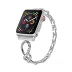 Correa Apple Watch, eslabones calados, motivo infinito con pedrería, modelo Faidra