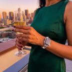 Correa Apple Watch, eslabones calados, motivo infinito con pedrería, modelo Faidra