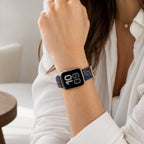 Correa Apple Watch de silicona, motivo floral dorado estampado, cierre de hebilla, modelo Jendie