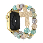 Correa Apple Watch de cuentas de cristal facetadas, cruz martillada dorada, para mujer, modelo Chrisma