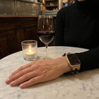 Correa Apple Watch de cuentas de cristal facetadas, cruz martillada dorada, para mujer, modelo Chrisma