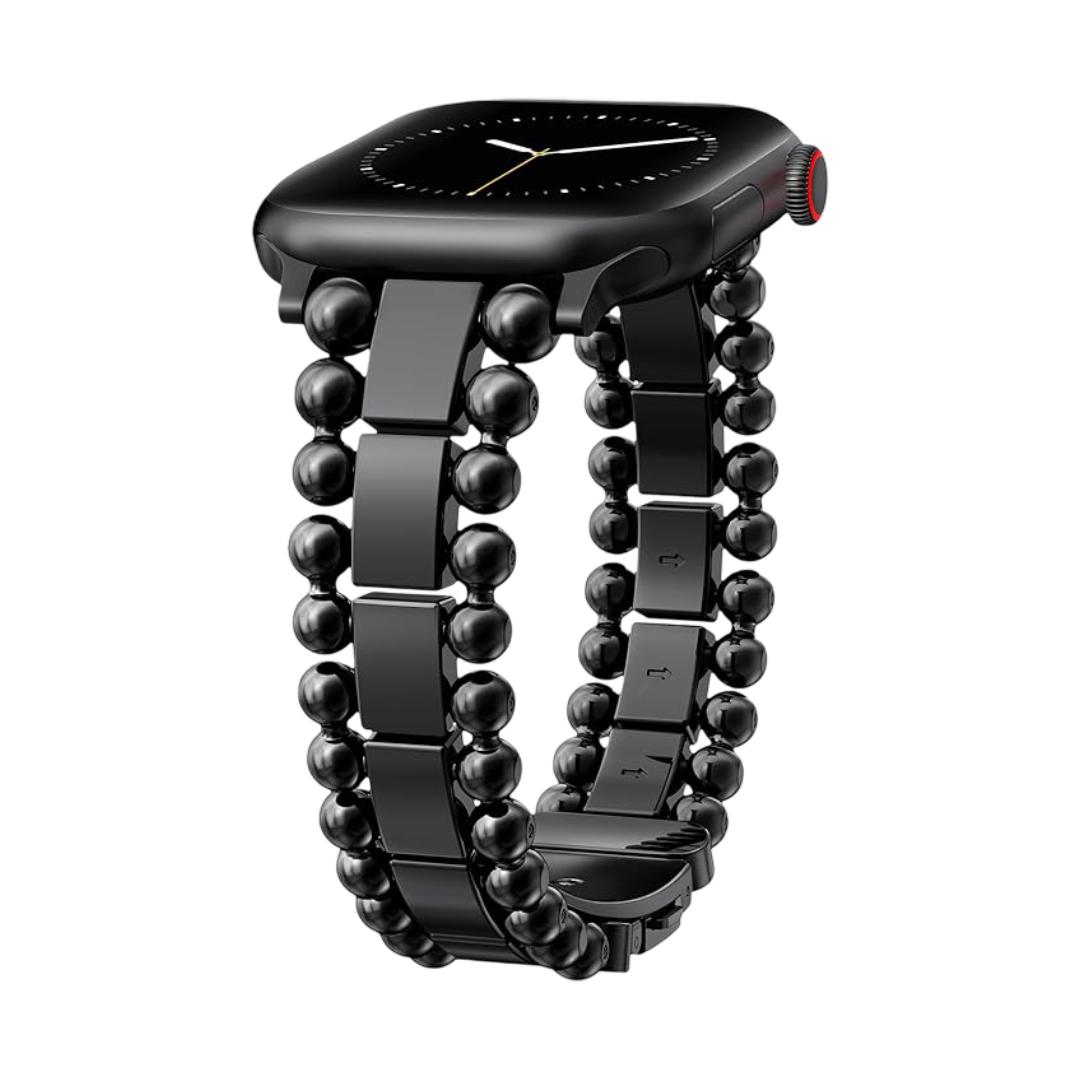 Pulsera para Apple Watch de cuentas redondas y eslabones rectangulares, cierre mariposa, modelo Anya