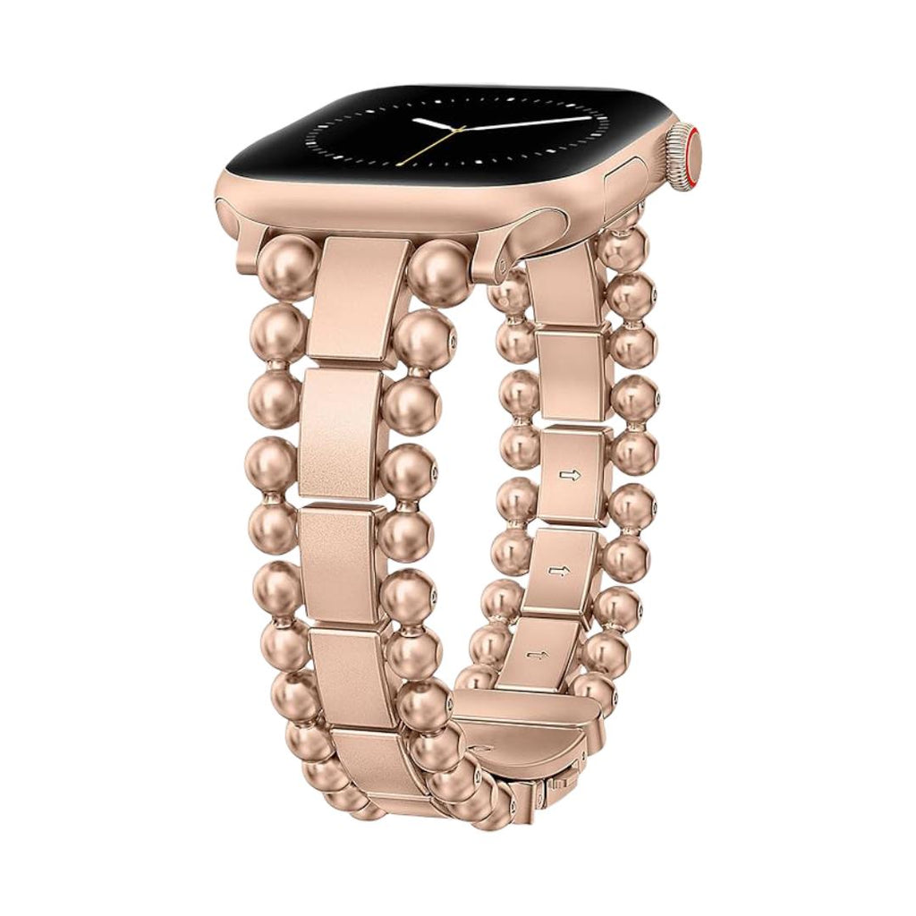 Pulsera para Apple Watch de cuentas redondas y eslabones rectangulares, cierre mariposa, modelo Anya