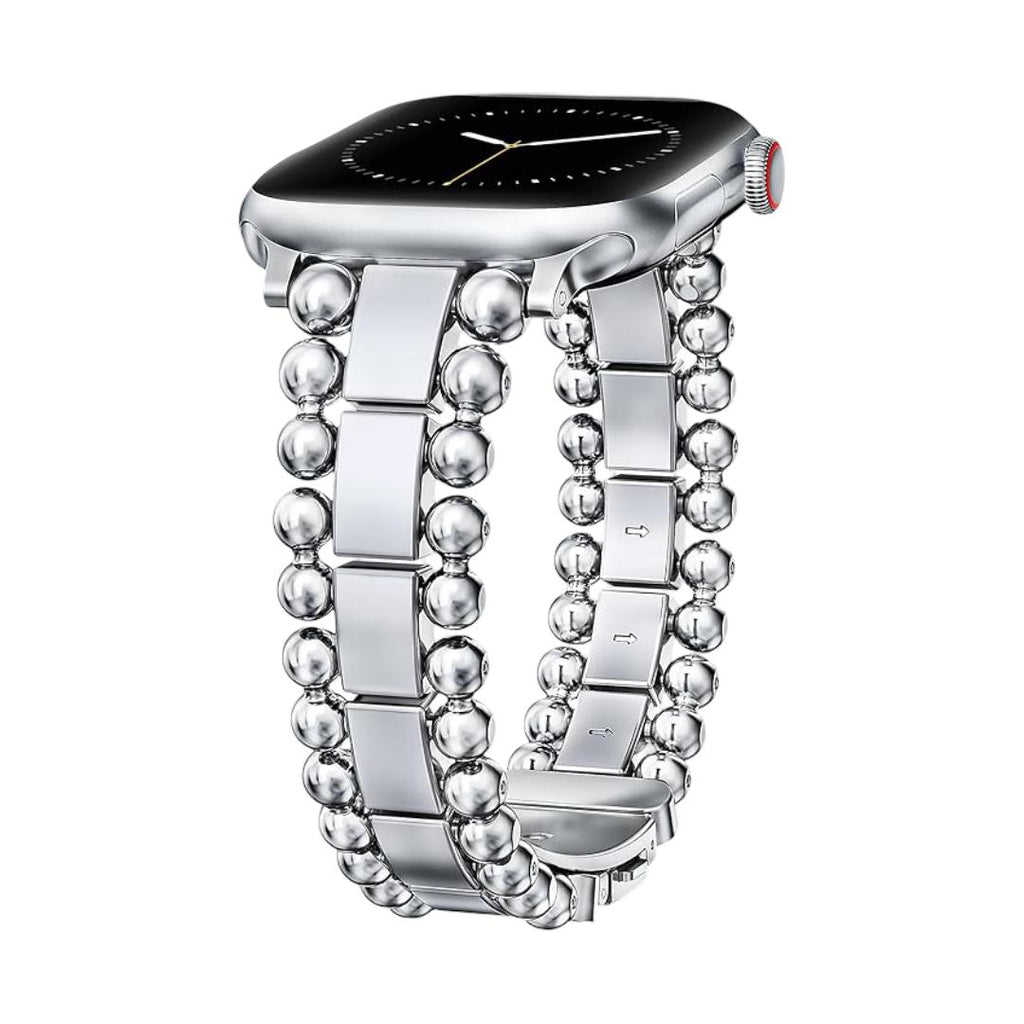 Pulsera para Apple Watch de cuentas redondas y eslabones rectangulares, cierre mariposa, modelo Anya