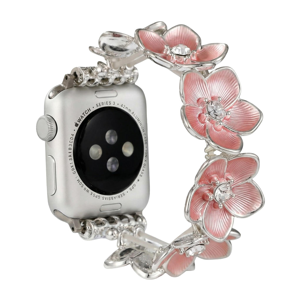 Correa Apple Watch floral, pétalos esmaltados y circonitas, para mujer, modelo Florianne