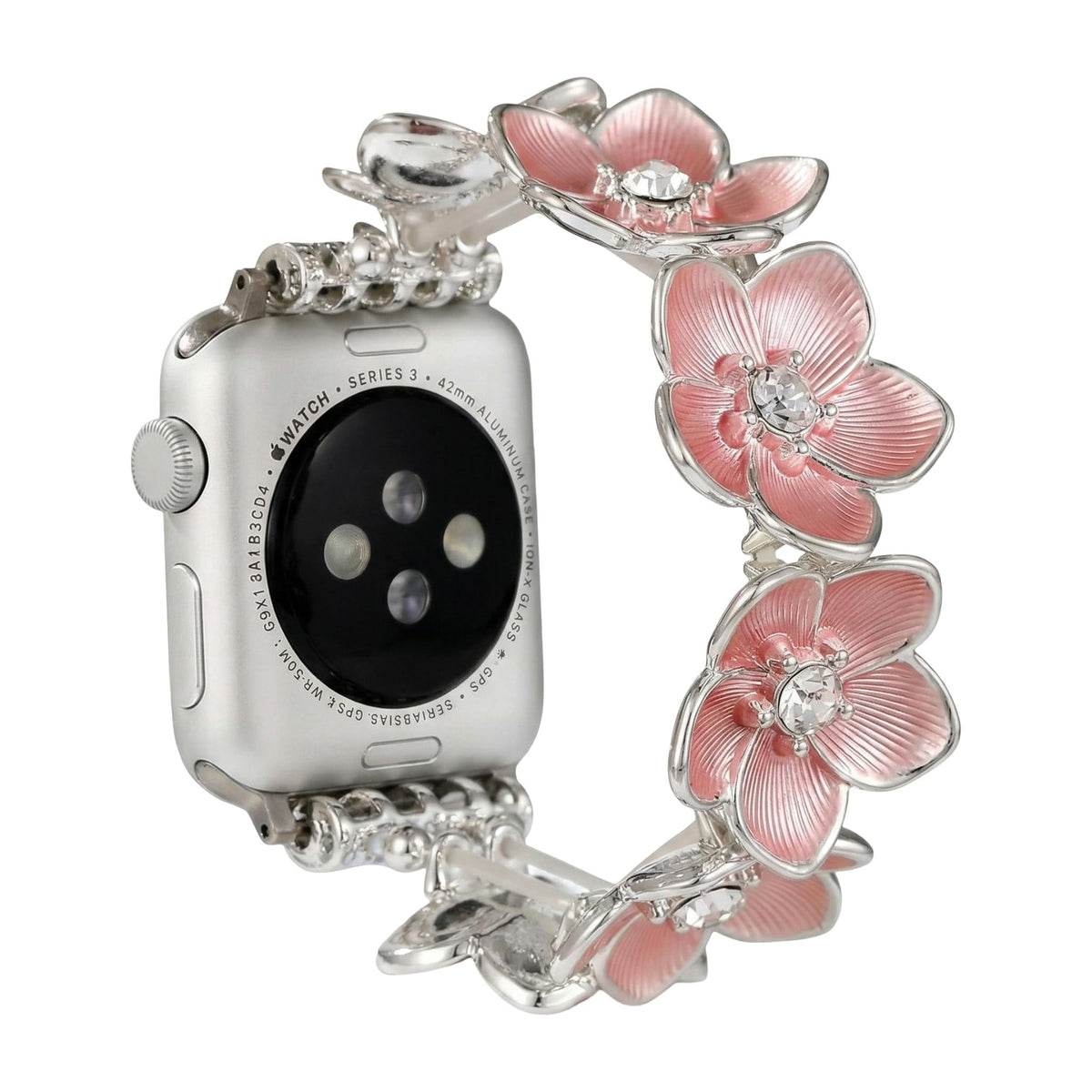 Correa Apple Watch floral, pétalos esmaltados y circonitas, para mujer, modelo Florianne