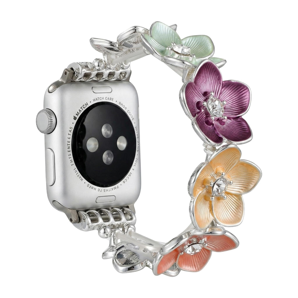 Correa Apple Watch floral, pétalos esmaltados y circonitas, para mujer, modelo Florianne