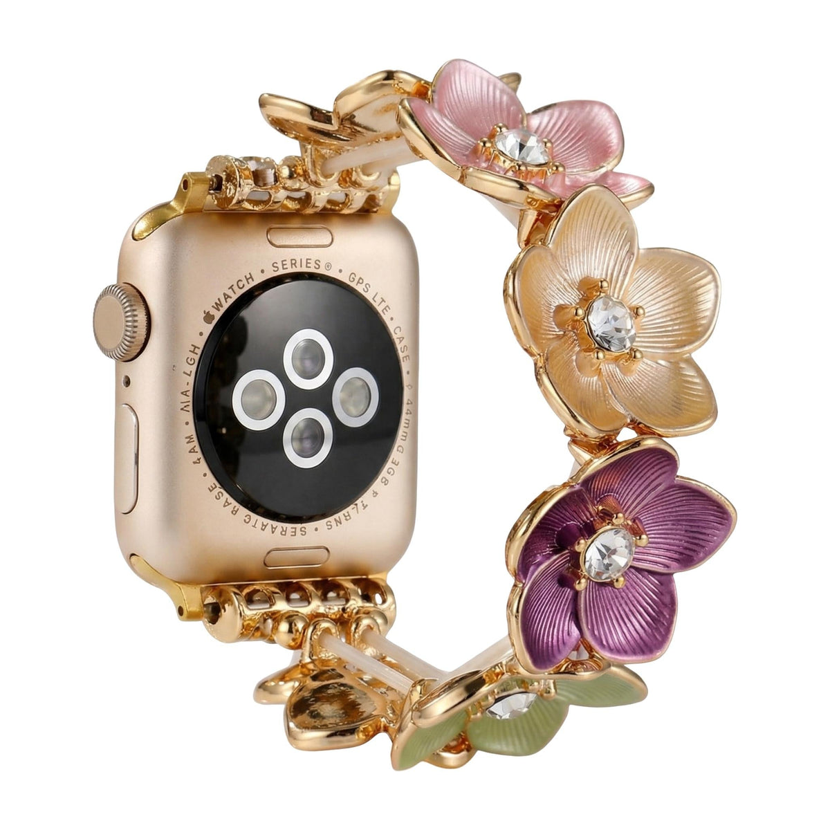 Correa Apple Watch floral, pétalos esmaltados y circonitas, para mujer, modelo Florianne