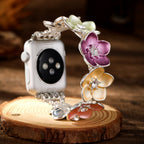 Correa Apple Watch floral, pétalos esmaltados y circonitas, para mujer, modelo Florianne