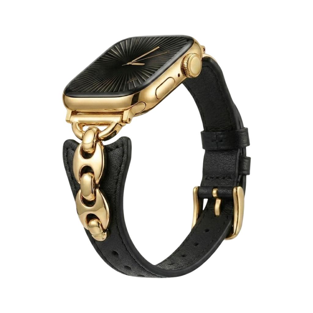 Pulsera de malla marinera para Apple Watch, correa fina ajustable con hebilla de espiga, acabados dorado, plateado y negro, modelo Malsa