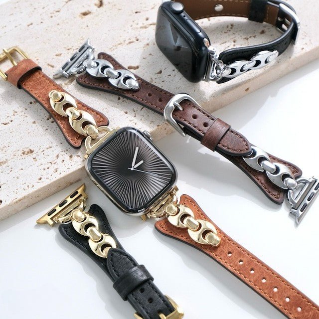 Pulsera de malla marinera para Apple Watch, correa fina ajustable con hebilla de espiga, acabados dorado, plateado y negro, modelo Malsa