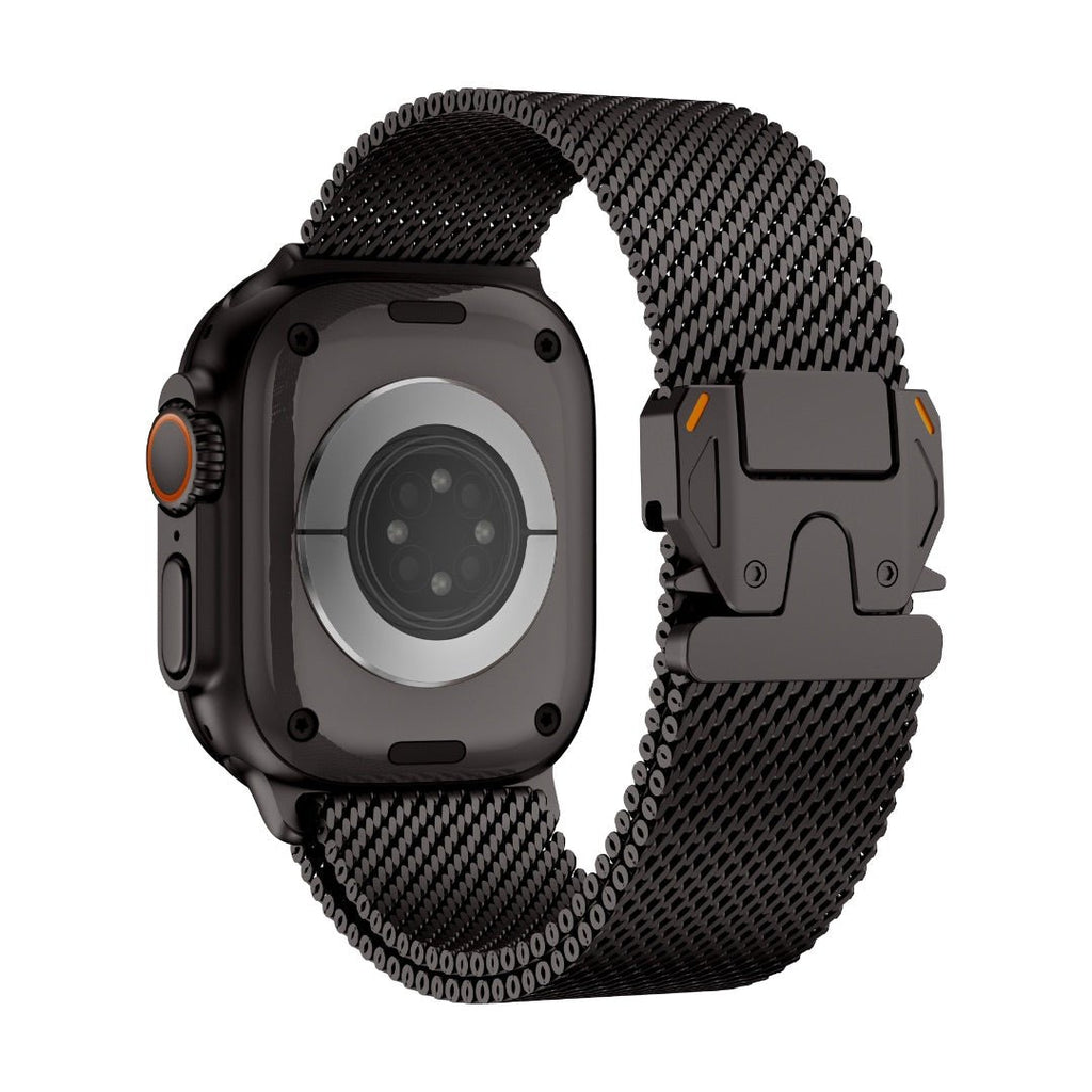 Correa de acero inoxidable para Apple Watch, malla milanesa, cierre táctico, modelo Elanko