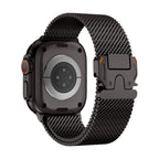 Correa de acero inoxidable para Apple Watch, malla milanesa, cierre táctico, modelo Elanko