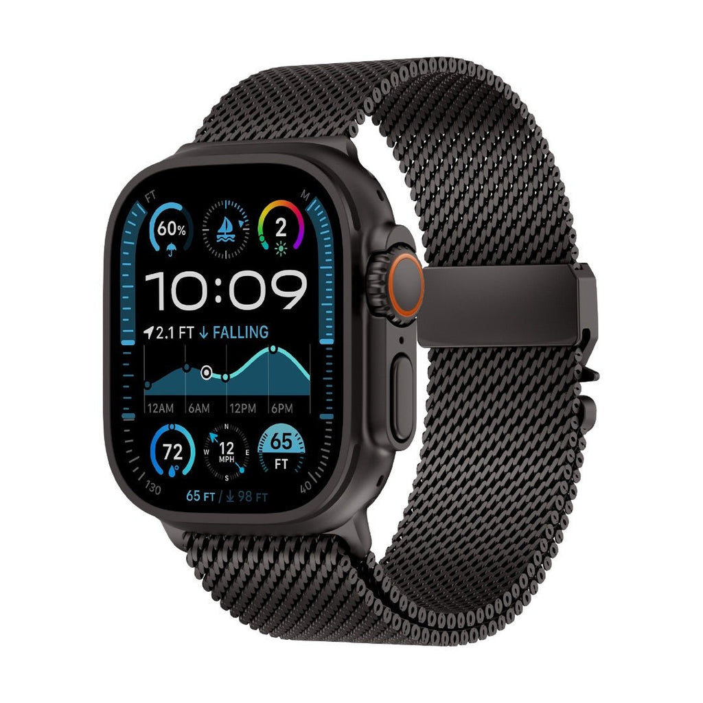 Correa de acero inoxidable para Apple Watch, malla milanesa, cierre táctico, modelo Elanko