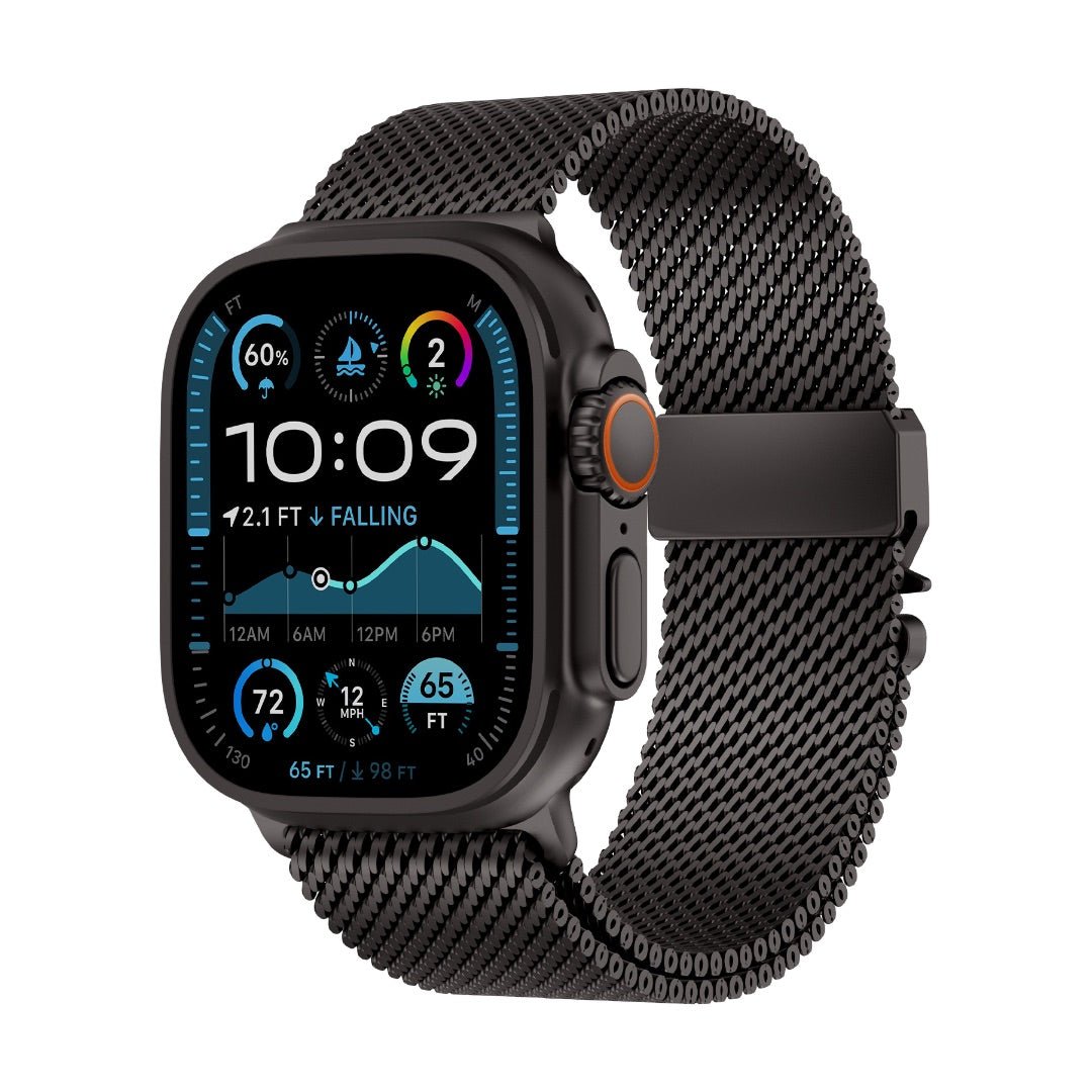 Correa de acero inoxidable para Apple Watch, malla milanesa, cierre táctico, modelo Elanko