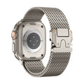 Correa de acero inoxidable para Apple Watch, malla milanesa, cierre táctico, modelo Elanko
