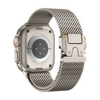 Correa de acero inoxidable para Apple Watch, malla milanesa, cierre táctico, modelo Elanko
