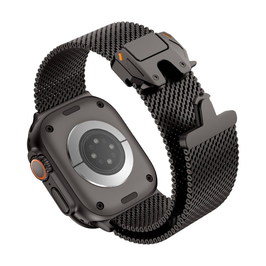 Correa de acero inoxidable para Apple Watch, malla milanesa, cierre táctico, modelo Elanko