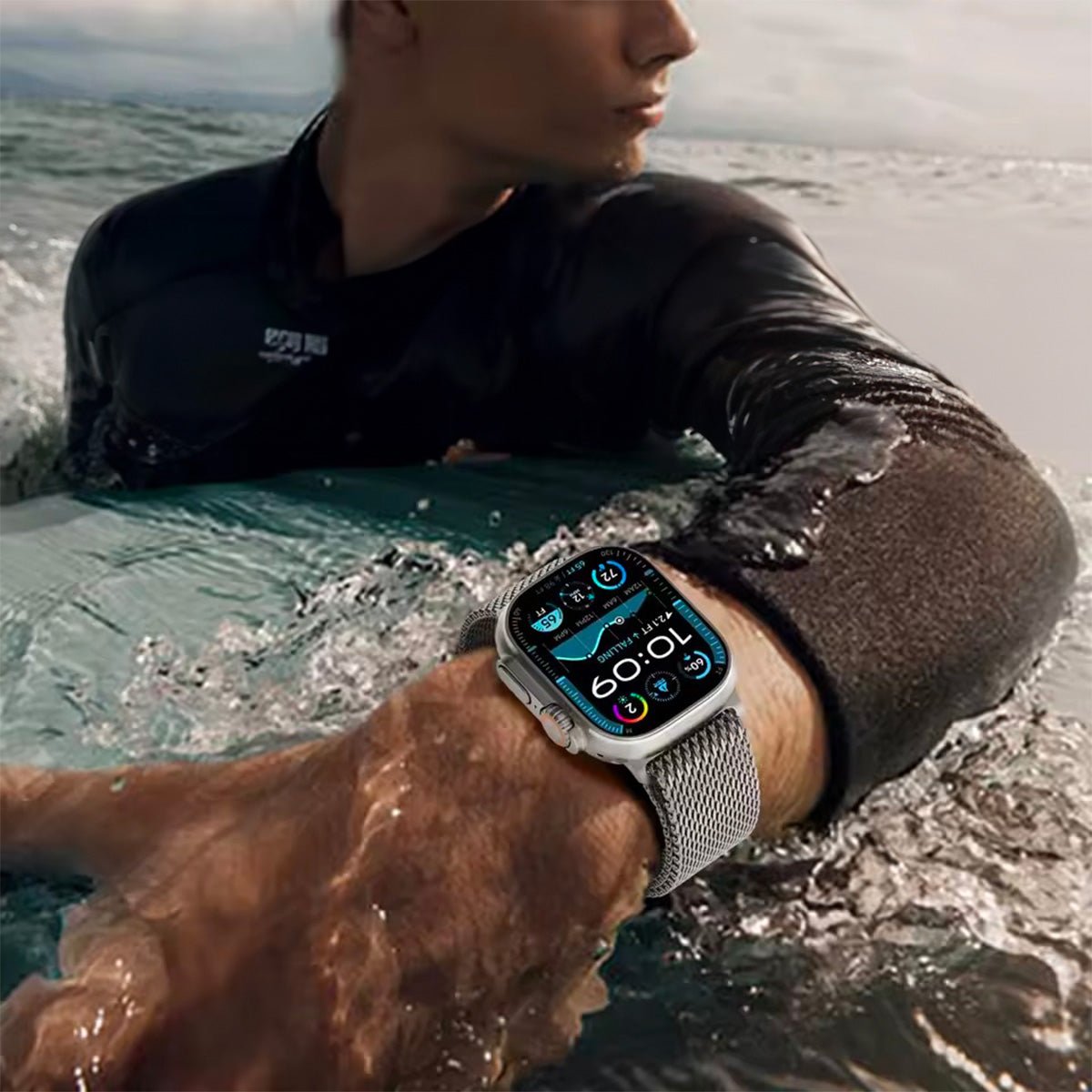 Correa de acero inoxidable para Apple Watch, malla milanesa, cierre táctico, modelo Elanko