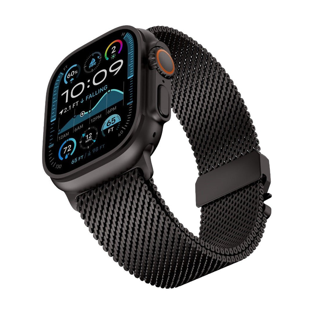 Correa de acero inoxidable para Apple Watch, malla milanesa, cierre táctico, modelo Elanko