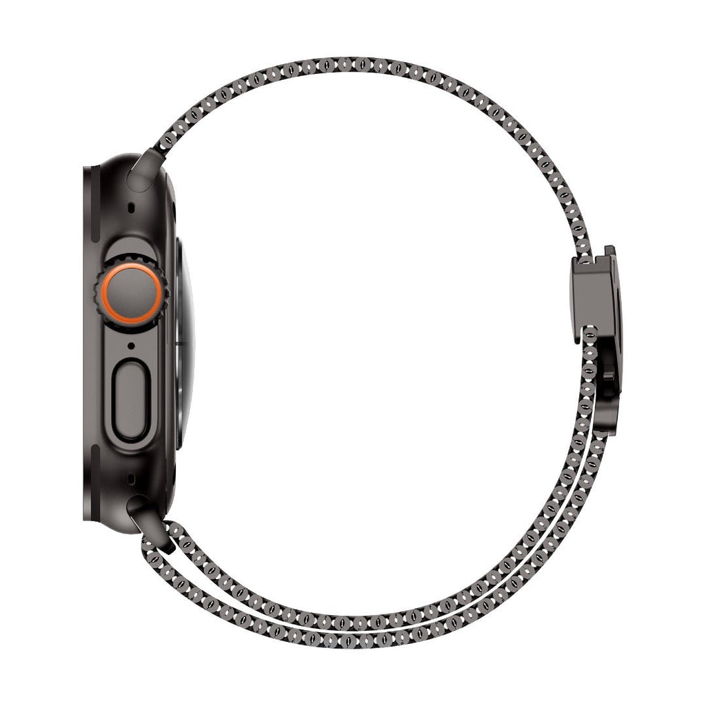 Correa de acero inoxidable para Apple Watch, malla milanesa, cierre táctico, modelo Elanko