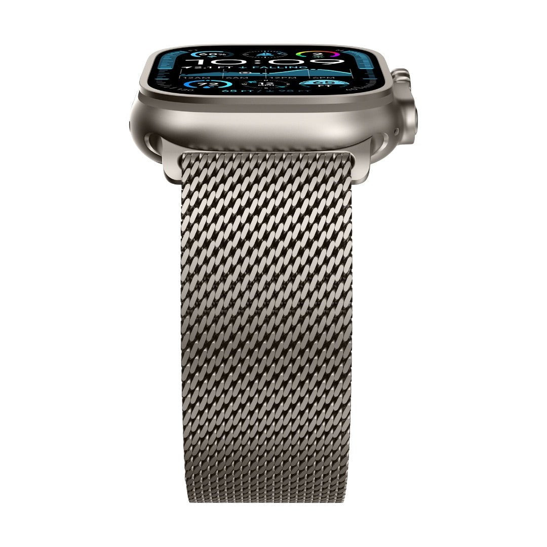 Correa de acero inoxidable para Apple Watch, malla milanesa, cierre táctico, modelo Elanko