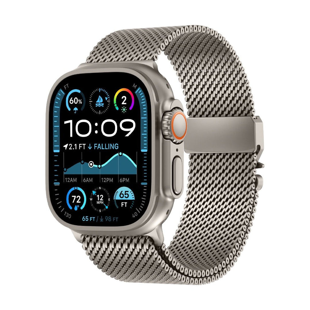 Correa de acero inoxidable para Apple Watch, malla milanesa, cierre táctico, modelo Elanko