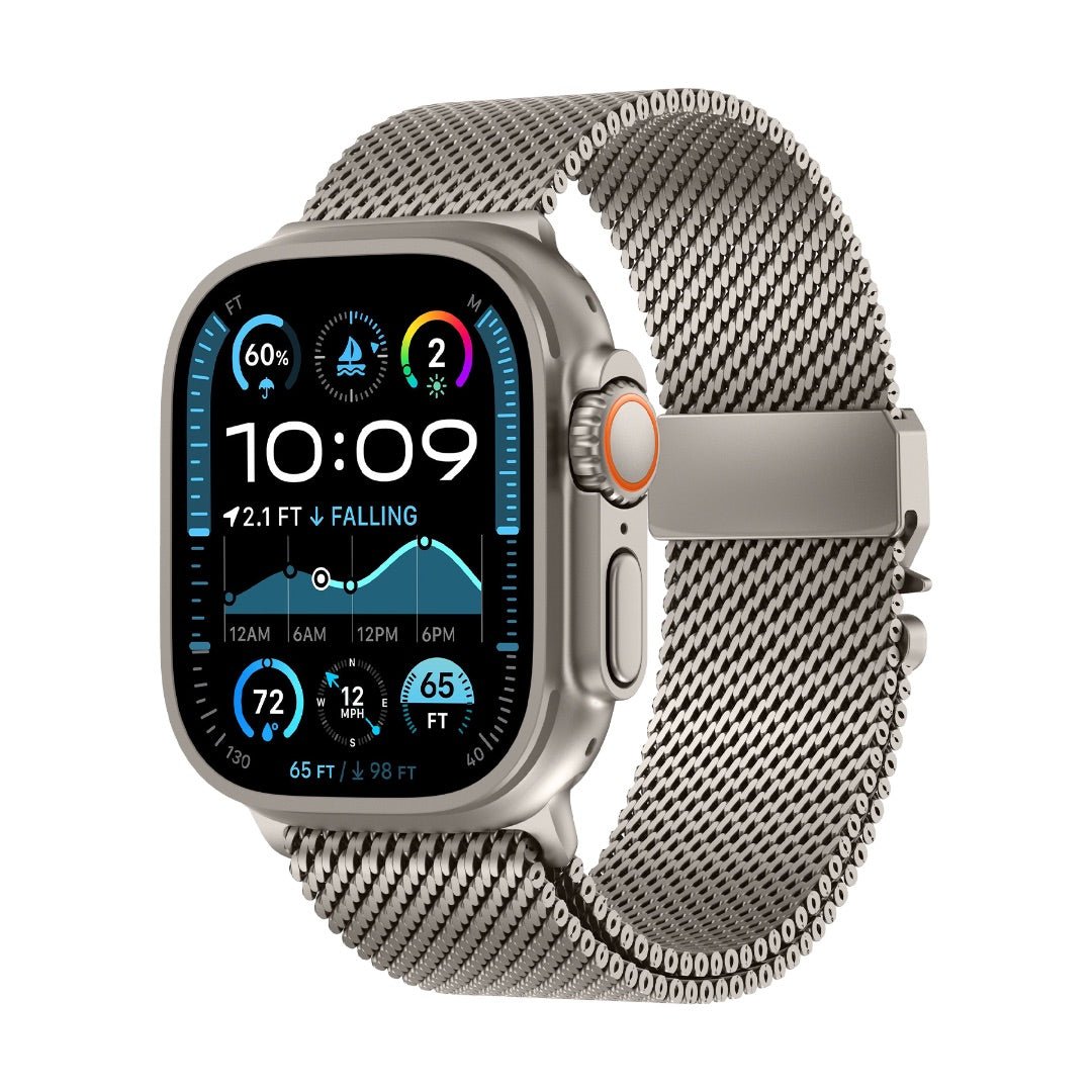 Correa de acero inoxidable para Apple Watch, malla milanesa, cierre táctico, modelo Elanko