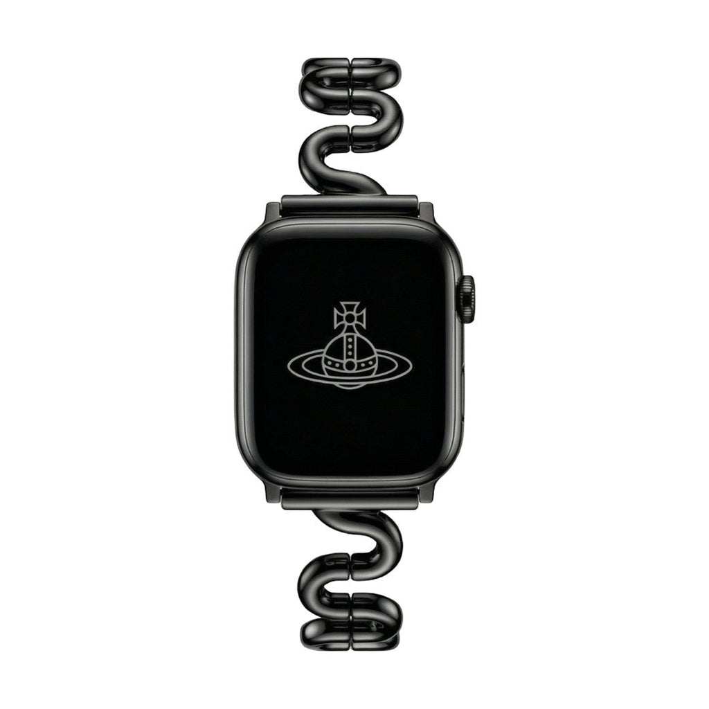 Correa Apple Watch de malla ondulada de metal, diseño moderno en forma de S, cierre de botón a presión ajustable, modelo Sydia