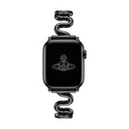 Correa Apple Watch de malla ondulada de metal, diseño moderno en forma de S, cierre de botón a presión ajustable, modelo Sydia