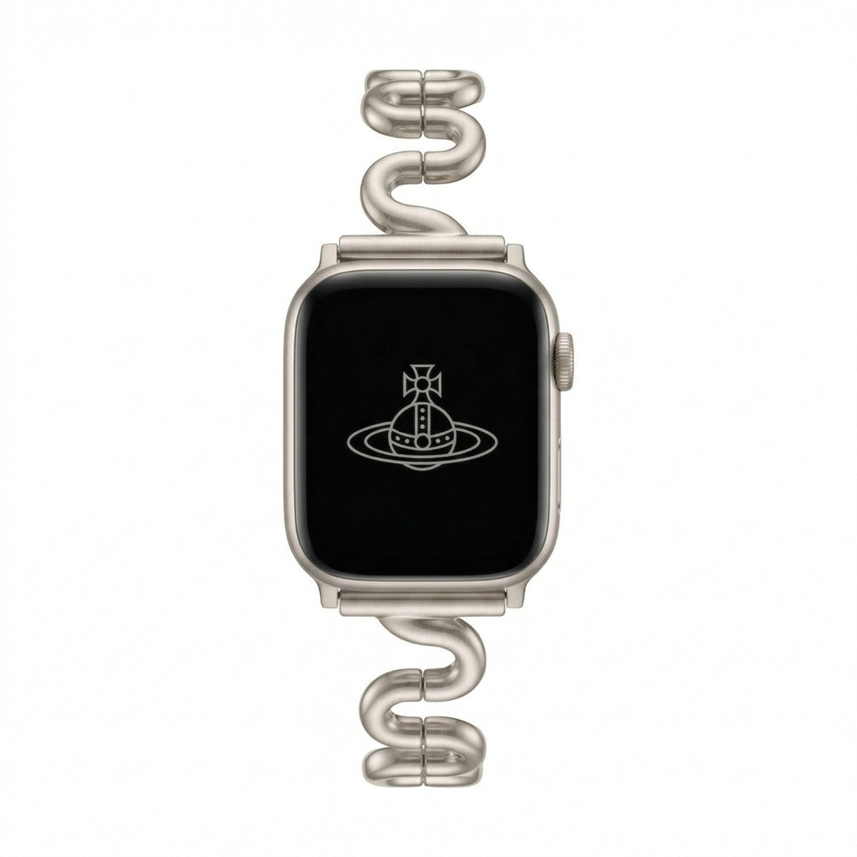 Correa Apple Watch de malla ondulada de metal, diseño moderno en forma de S, cierre de botón a presión ajustable, modelo Sydia