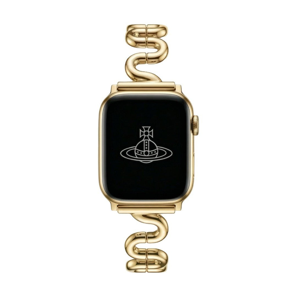 Correa Apple Watch de malla ondulada de metal, diseño moderno en forma de S, cierre de botón a presión ajustable, modelo Sydia